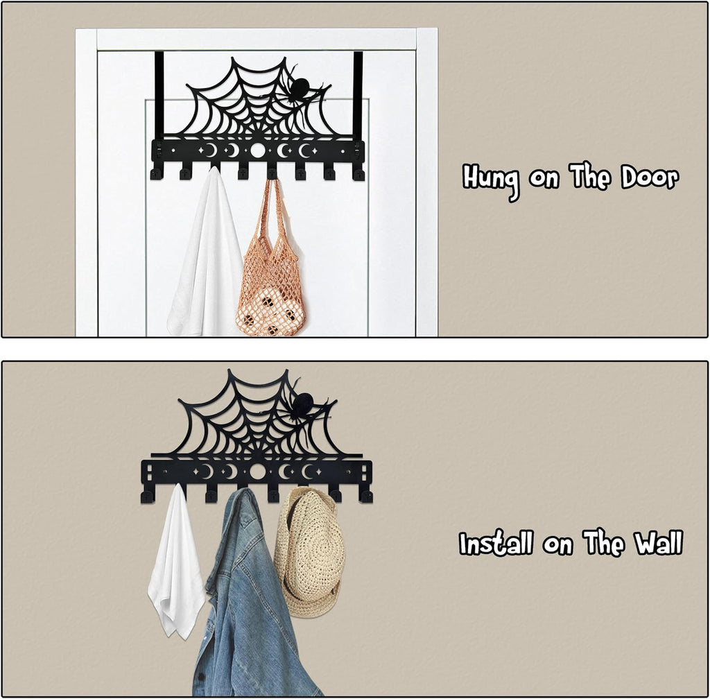 Gothic Spider Over The Door Hooks Goth Bathroom Decor Organizer Halloween