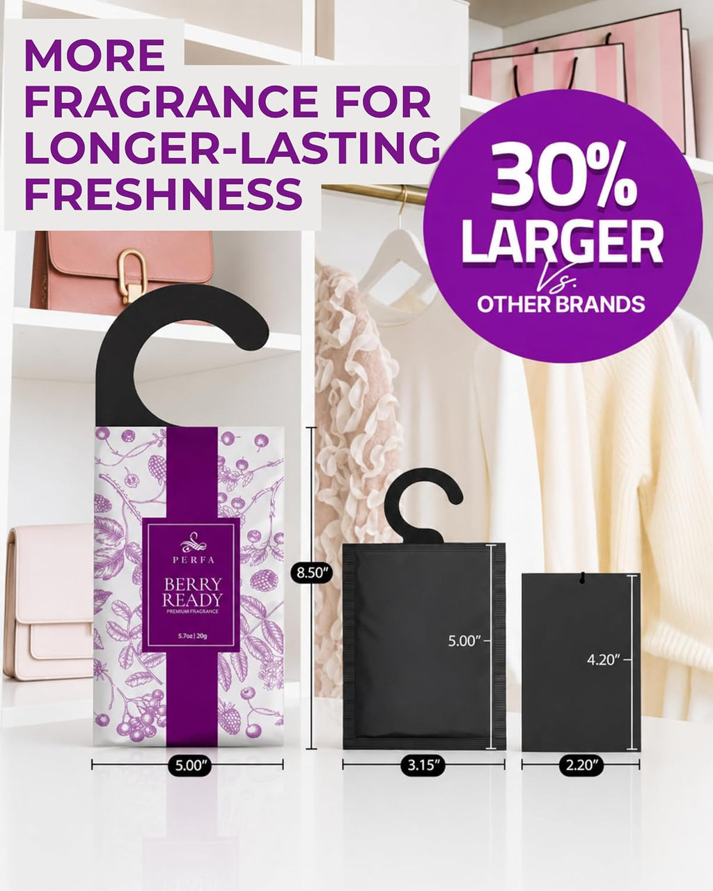 Hanging Air Freshener - Scented Sachets Closet Deodorizer, Berry 12-Pack
