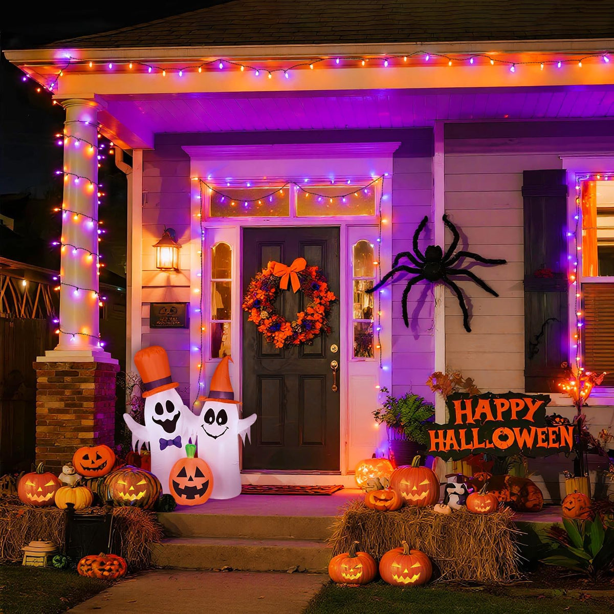JMEXSUSS 66ft 200 LED Orange and Purple Halloween String Lights, Plug in