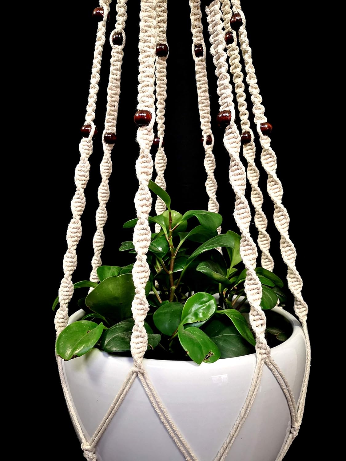 Cotton Rope Macrame Plant Hanger Hanging Planter 8 Legs 63 Inch, Hook, Plant and Pot not Included for 12-13 inch Plant Pot (Cream-Cotton)
