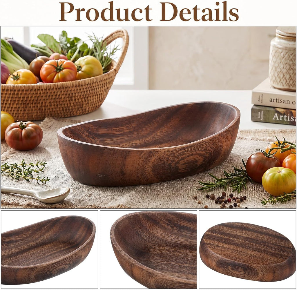 Wooden Decorative Bowl, Handcrafted Decorative Boat Bowl Walnut Wood