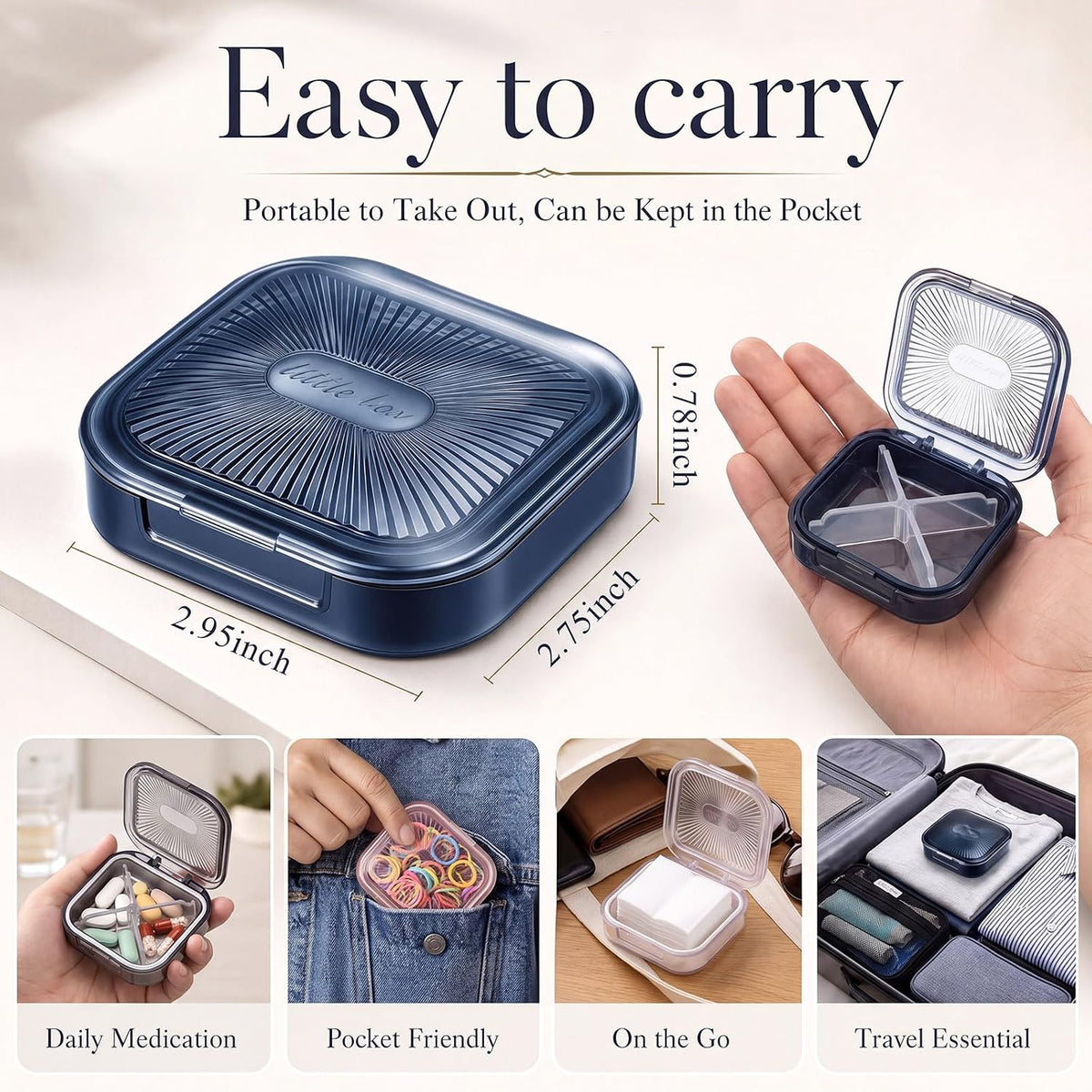 Kigley 4 Pcs Travel Swab Container with Lid,Classic Colors, 2.95 X 2.75 Inch