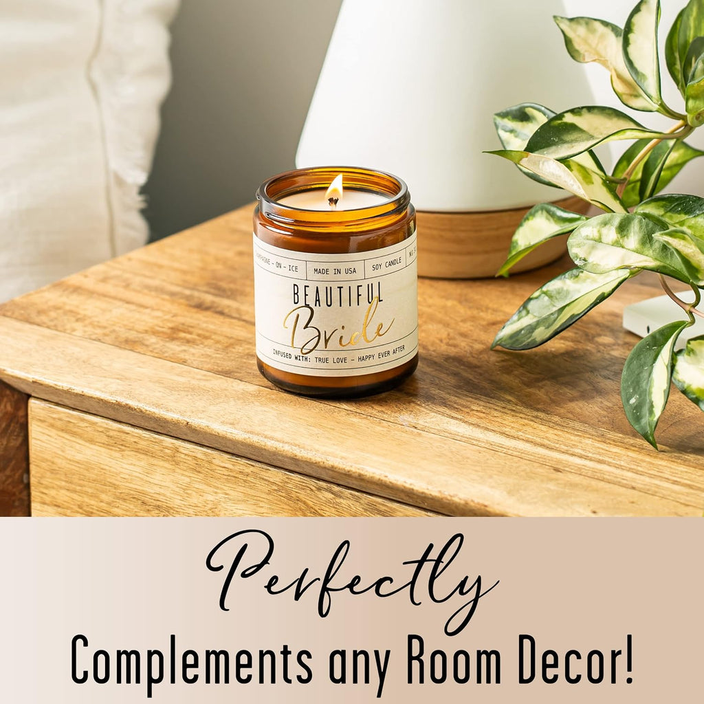 Bridal Shower Gifts Ideas, Best Bridal Shower Gifts for Bride to Be, Bride Gift -' Soy Wedding Candle, w/Champagne on Ice I Bachelorette Gift I 50Hr Burn, USA Made