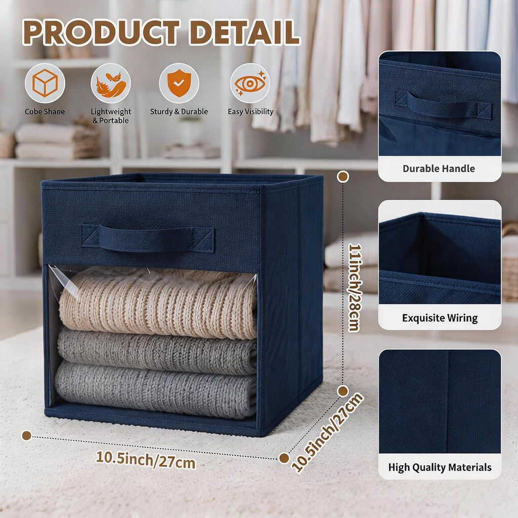 ShellKingdom Storage Bins, Foldable Fabric Storage Cubes with Clear Window