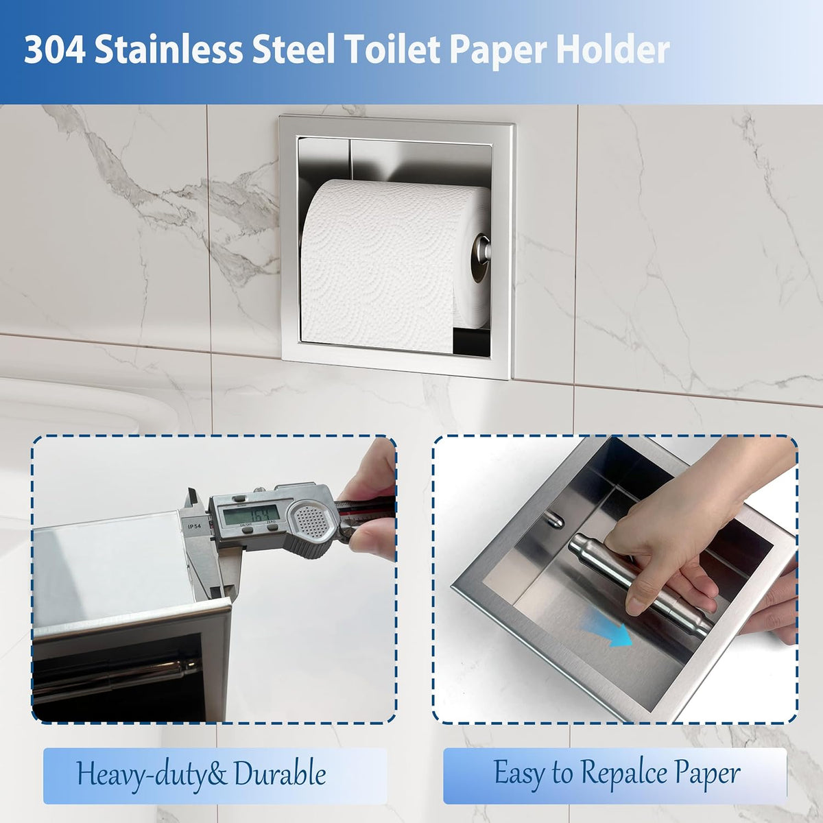 Neodrain Gold 304 Stainless Steel Recessed in Wall Toilet Paper Holder
