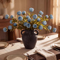 Pinkpum 6 Pcs Faux Silk Peony Artificial Flowers for Vase Decor Blue