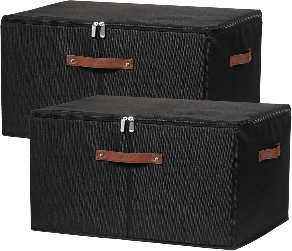 2PCS Storage Bins with Zipper Lids Decorative Lidded Basket Box