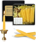 20 Min Beeswax Meditation Candles – 30 Pack, Includes Mini Candle Holder & 12 Wax Dots, Slow Burn, Natural Unscented, Yoga Prayer Mindfulness & Relaxation