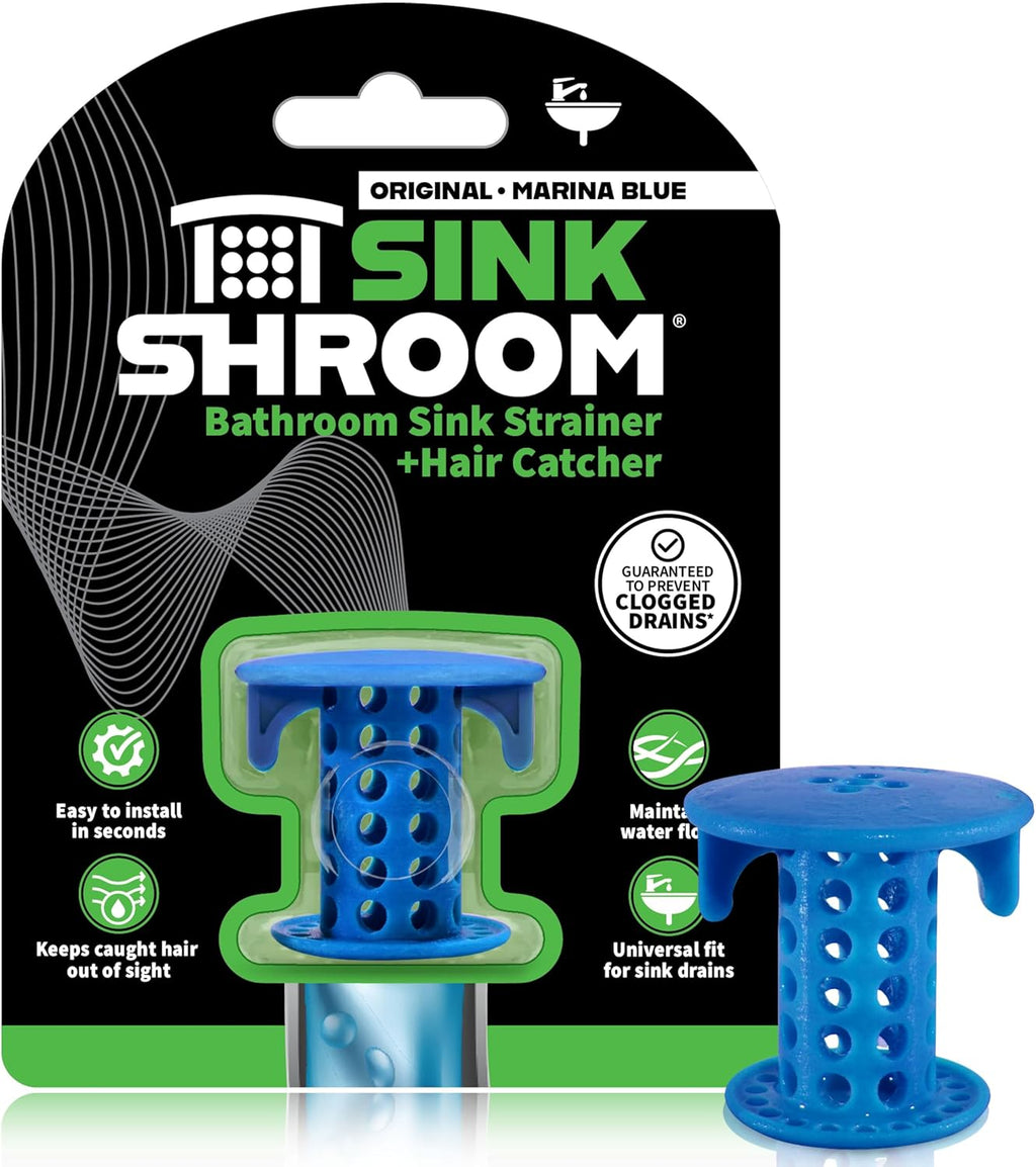 SinkShroom SSBLU988 Sink Drain Protector Hair Catcher/Strainer/Snare, Blue