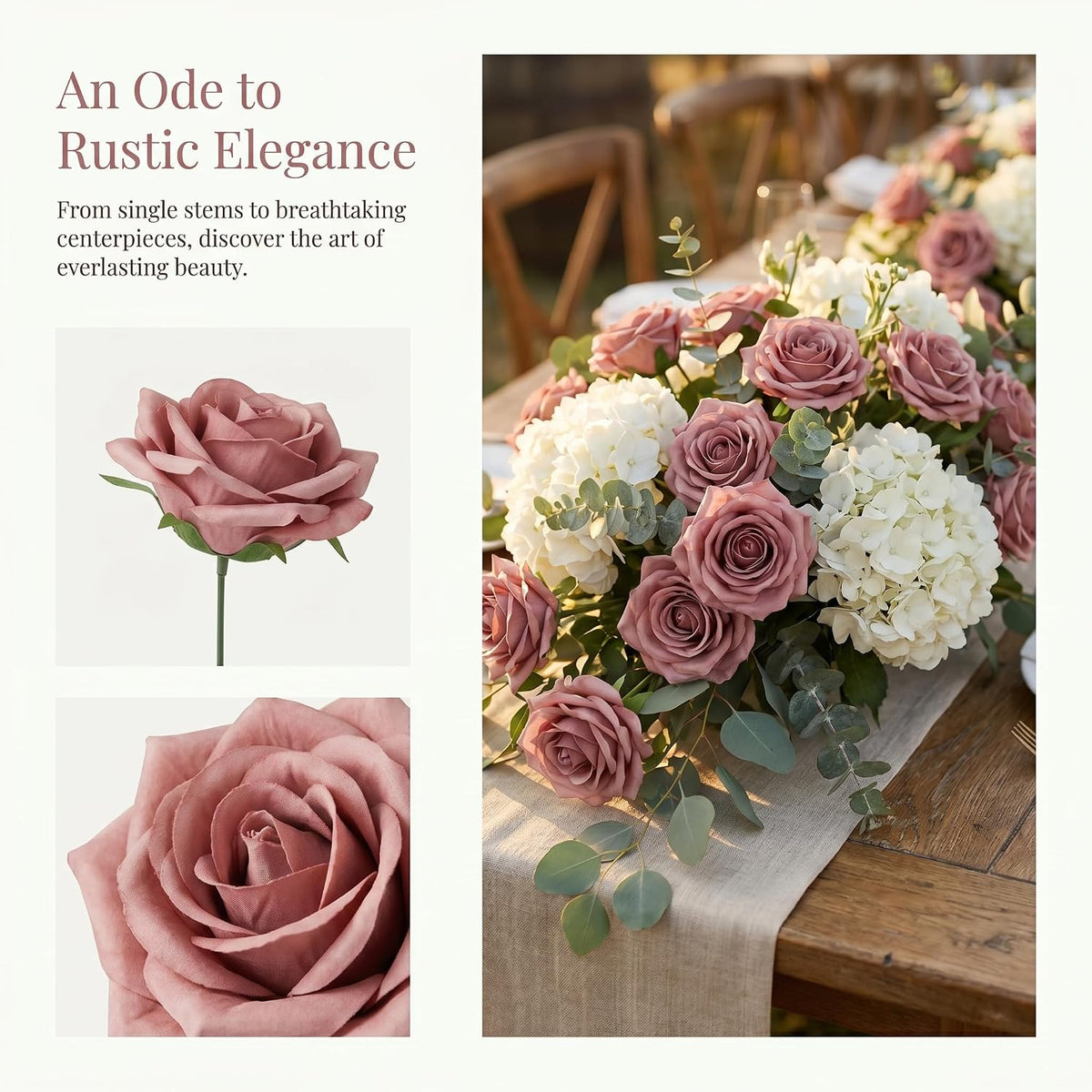 Roses Artificial Flowers Artificial Roses Fake Rose Silk Rose Fake Flowers with Stems for DIY Wedding Bouquets Party Tables Centerpieces Floral Arrangements (16, Dusty Rose)