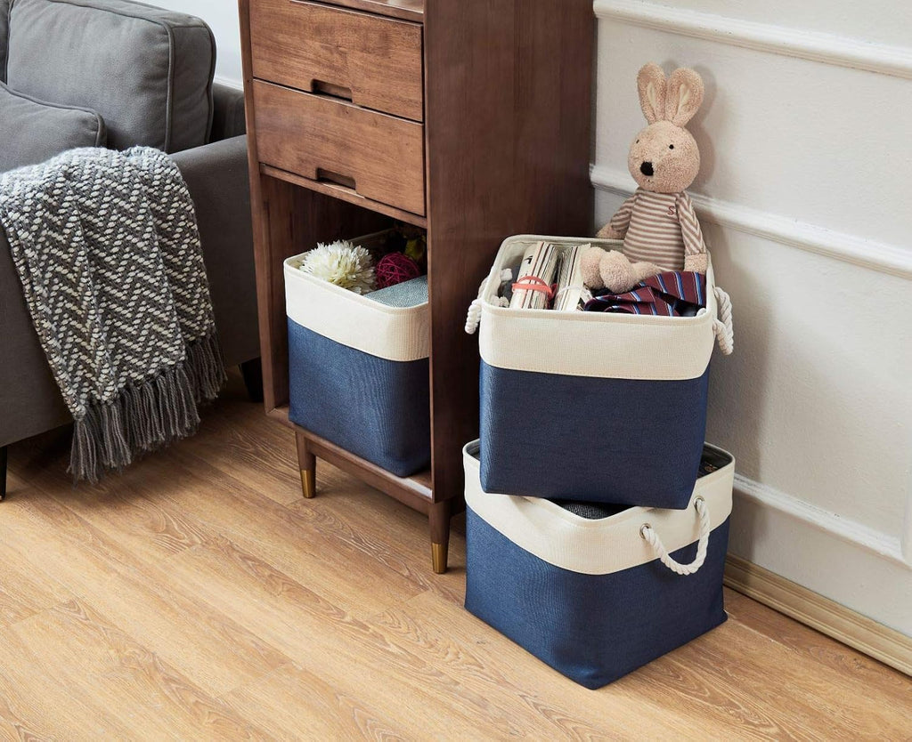 DECOMOMO Cube Storage Bin 13x13 with rope handles, Kallax Storage Cubes