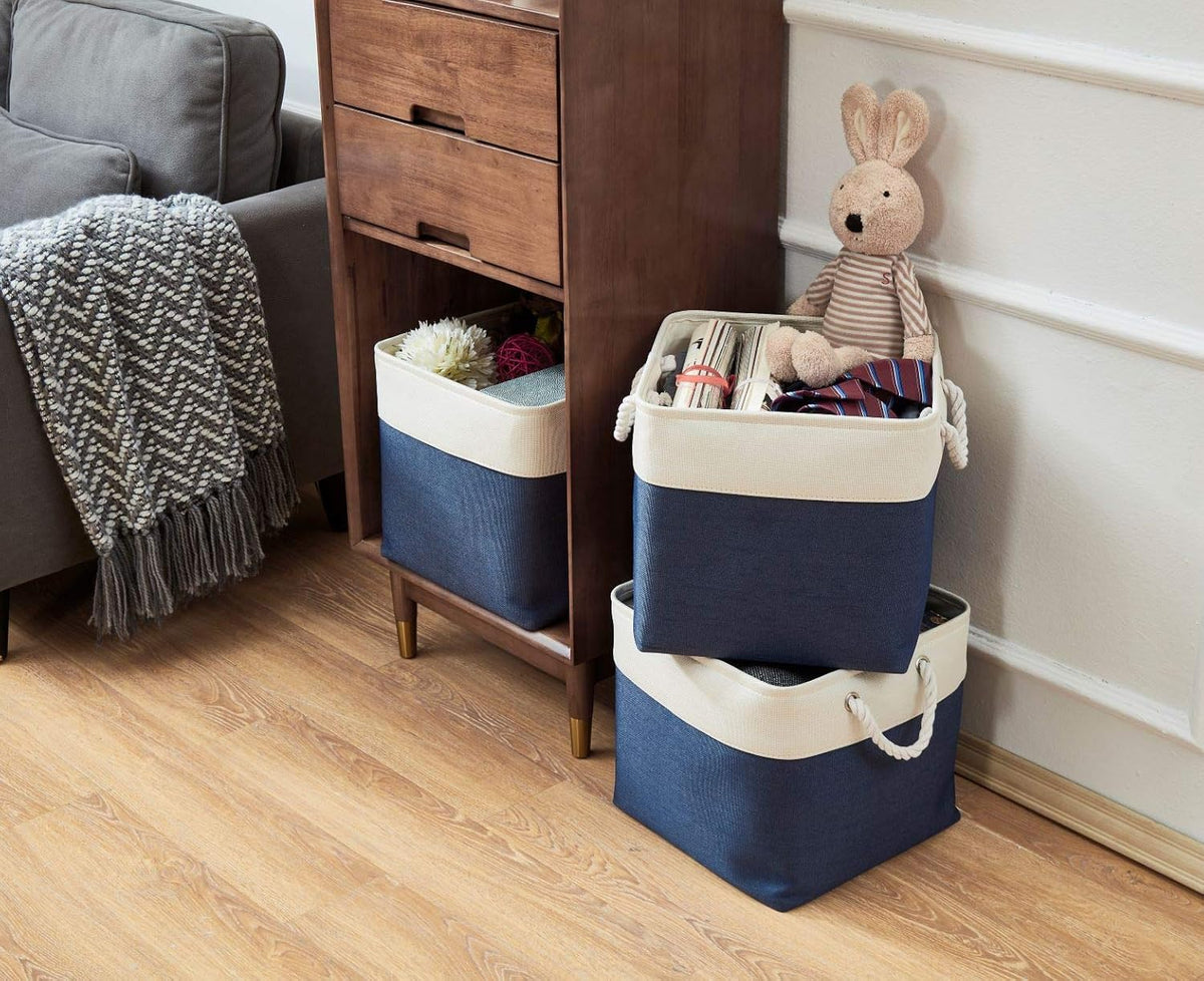 DECOMOMO Cube Storage Bin 13x13 with rope handles, Kallax Storage Cubes
