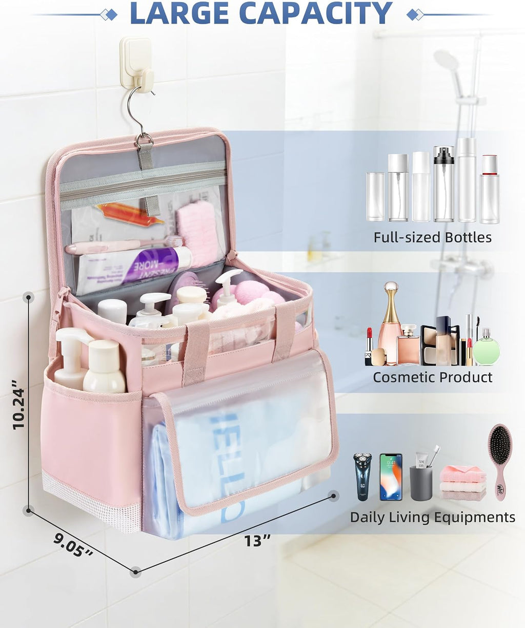 Marscamd Hanging Shower Caddy Organizer Bag with Quick Dry Mesh, Pink