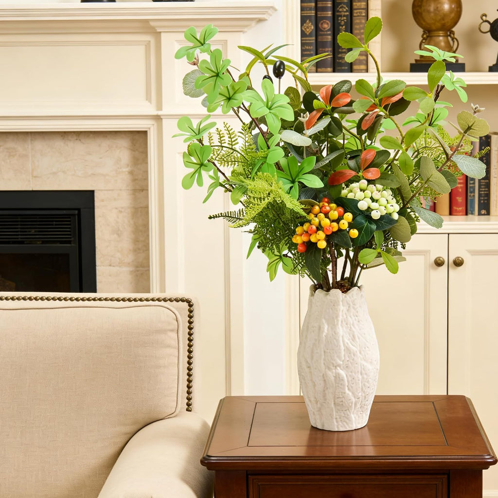 21“ Artificial Plant in White Ceramic Vase Fake Greenery Desk Home Decor