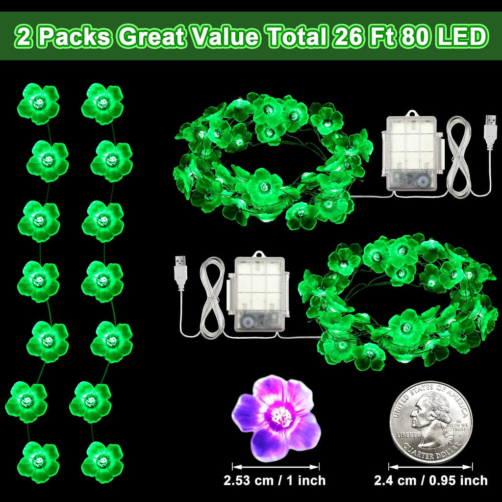 Mudder 2 Pack 16 Colors 13 FT Cherry Blossom Decor Flower String Lights