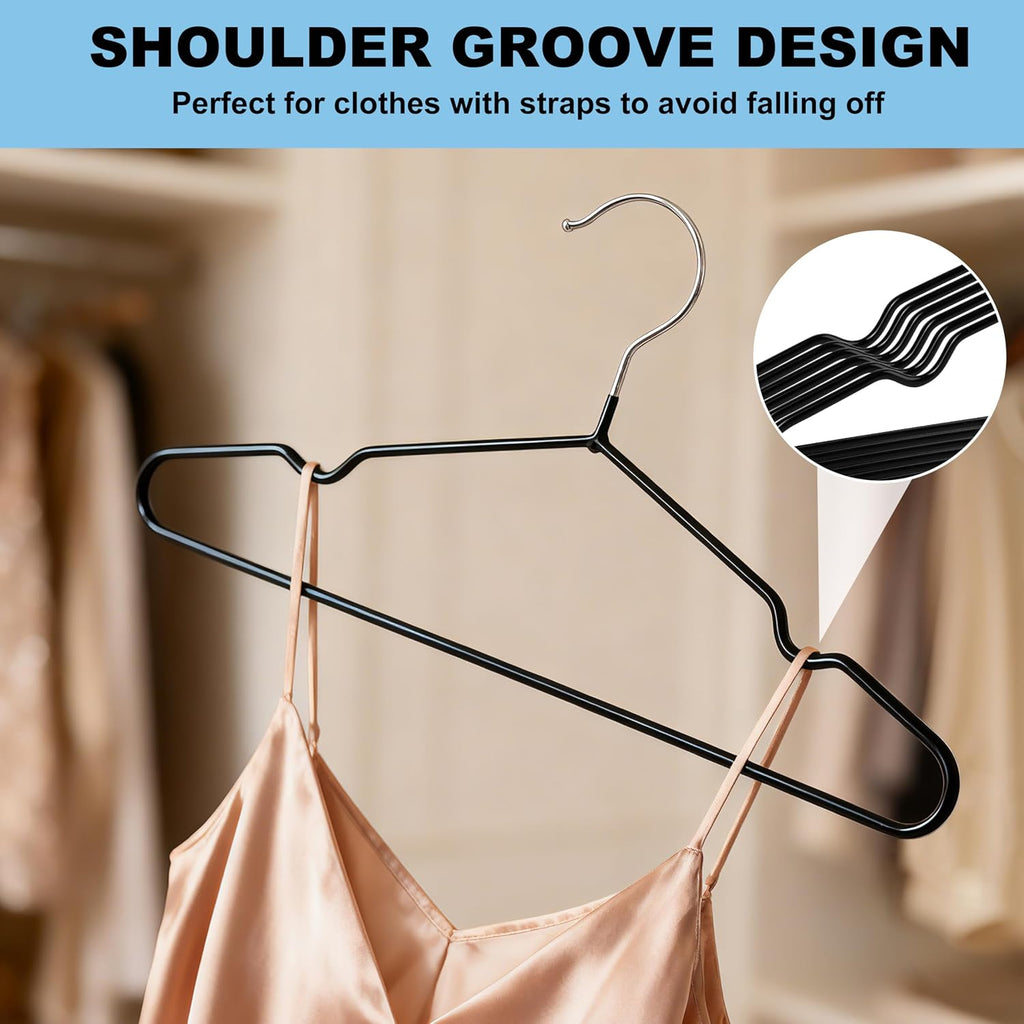 Quality Non-Slip Metal Hangers 200 Pack - Slim Space Saving for Closet