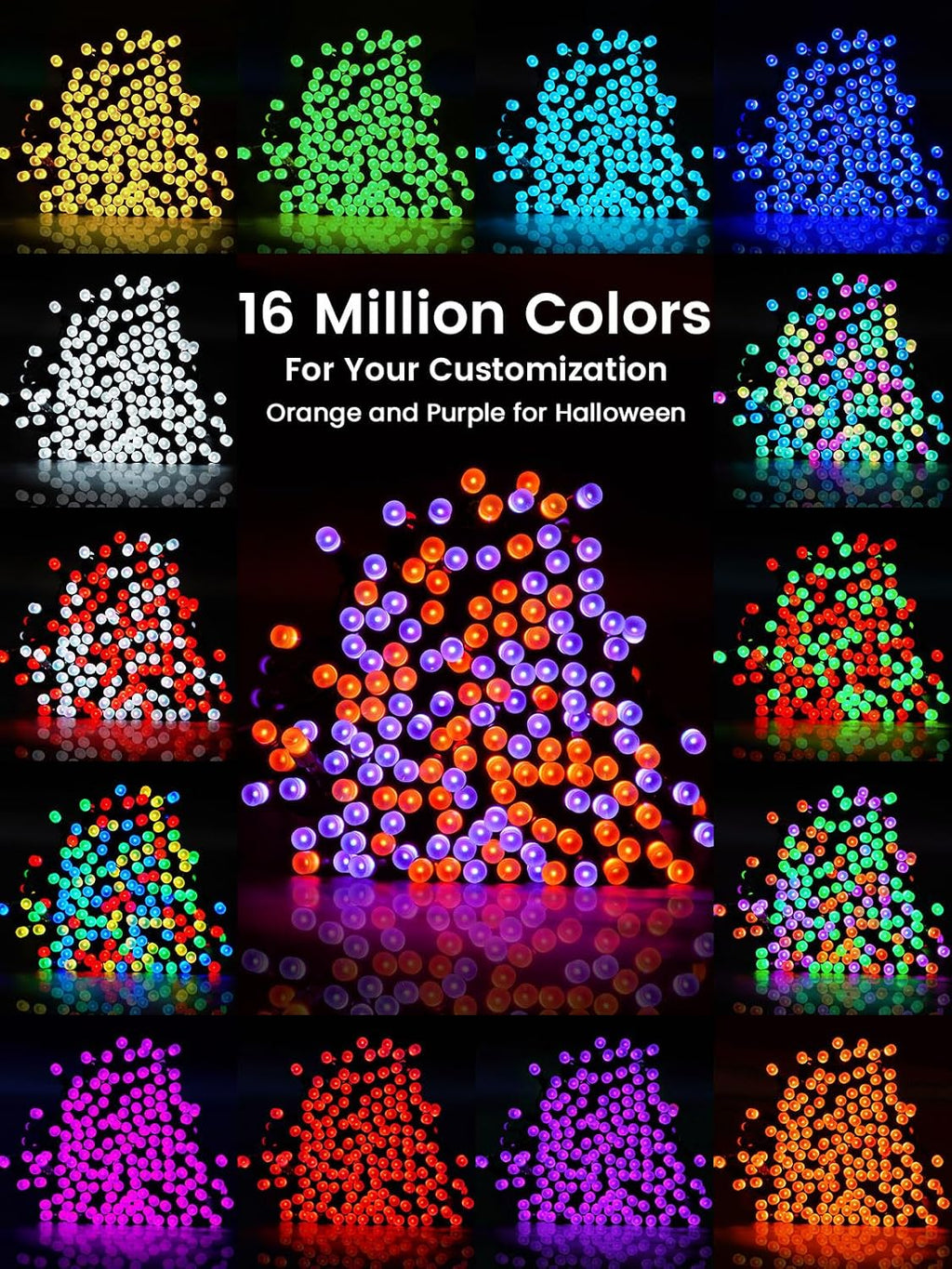 Smart Color Changing Halloween Lights String 145FT 400 LED APP and Remote