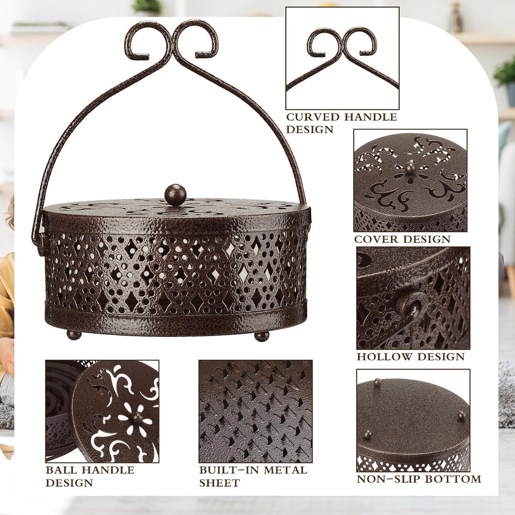 Lallisa 2 Pcs Incense Coil Holder Set, Metal Incense Burner, Bronze Color