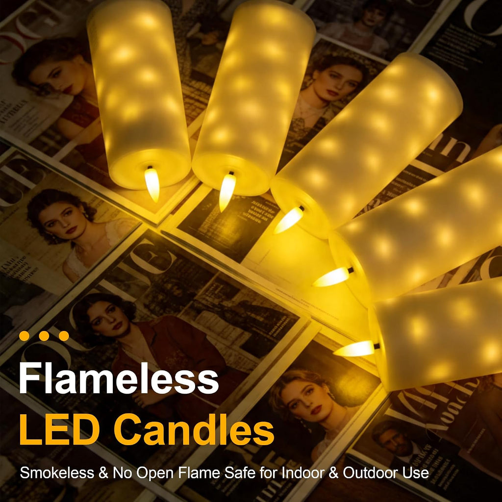 Flameless LED Candles 5 Pack with Timer Remote, Embedded Star String Lights, Battery Operated Flickering Candles for Home Wedding Bedroom Living Room and Festival Decorate