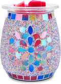 Mosaic Glass Wax melt Warmer Electric Oil Burner Candle Wax Warmer Romantic Aroma Warmer for Essential Oils Burner & Premium Wax Melts Burner,Simple Roller Switch,Gift,Home Decoration