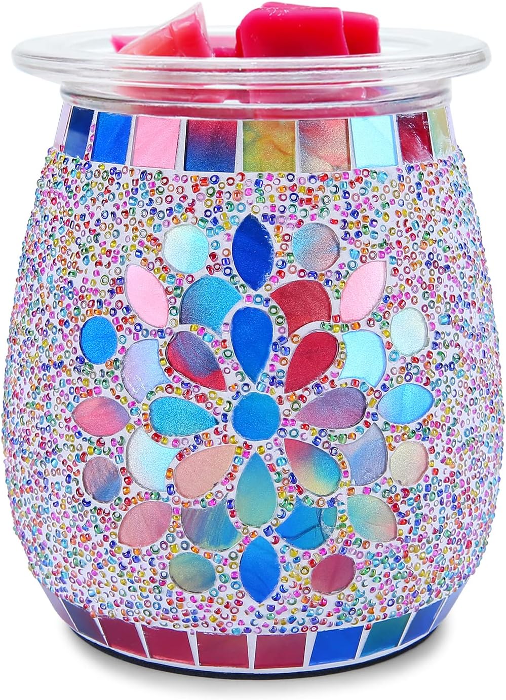 Mosaic Glass Wax melt Warmer Electric Oil Burner Candle Wax Warmer Romantic Aroma Warmer for Essential Oils Burner & Premium Wax Melts Burner,Simple Roller Switch,Gift,Home Decoration