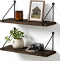 Afuly Dark Brown Floating Shelves for Wall, Rustic Wall Shelf, Solid Wood