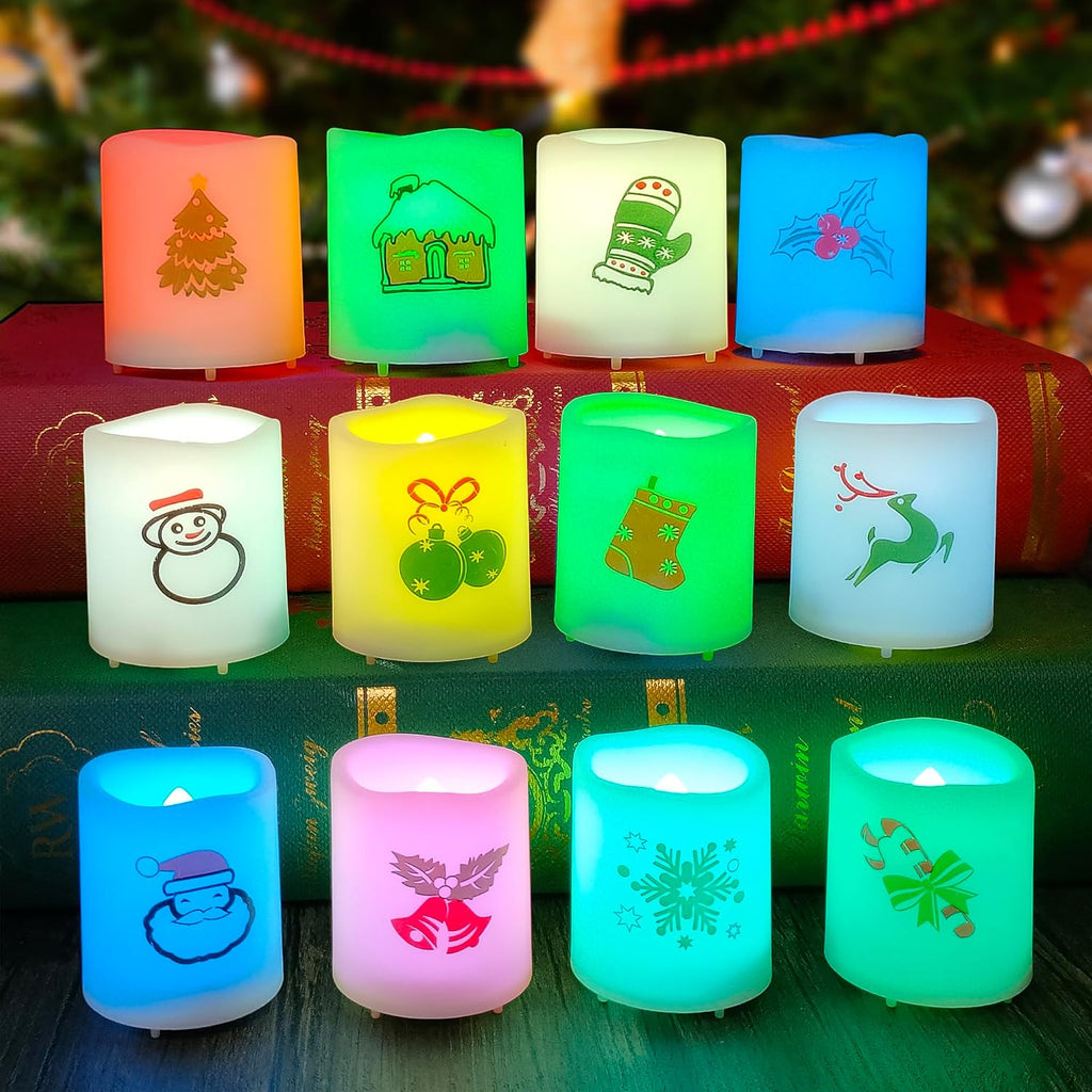 Set of 12 Color Changing LED Battery Operated Flameless Votive Candles