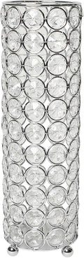 Elegant Designs HG1011-CHR Elipse Crystal Decorative Flower Vase, Candle Holder, Wedding Centerpiece, 10.25 Inch, Chrome