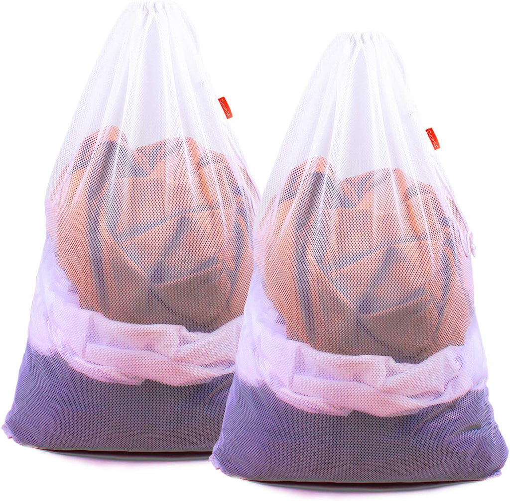 2 Pack Mesh Laundry Bags 24 x 36 Inches Drawstring Bag White