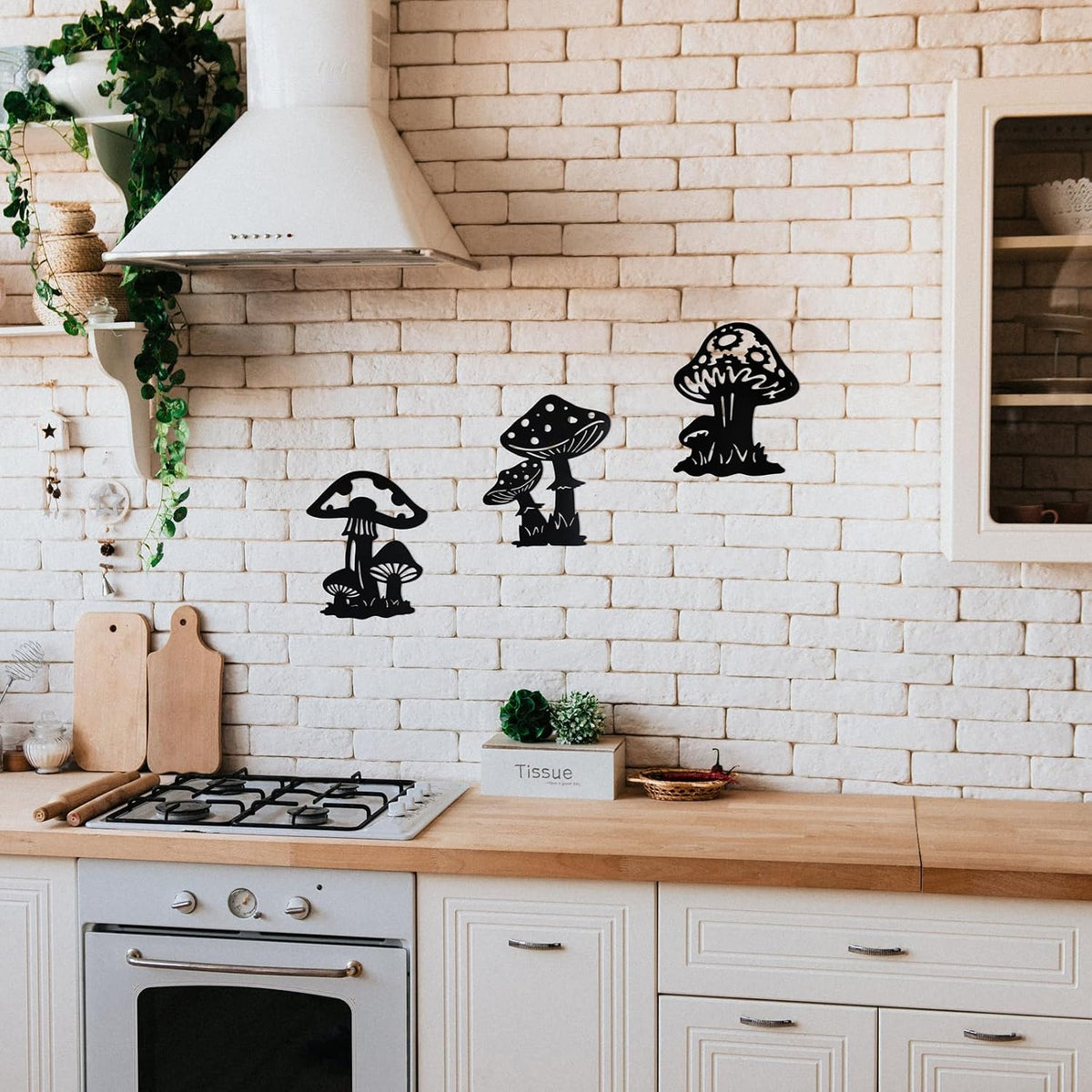 QZGXDECO Metal Mushroom Wall Decor - 3 Pack 9 inches Mushroom Wall Art Decor Hanging Decoration for Indoor Outdoor,Metal Plant Art Sculpture for Home Garden Fence Kitchen Bedroom Bathroom Living Room