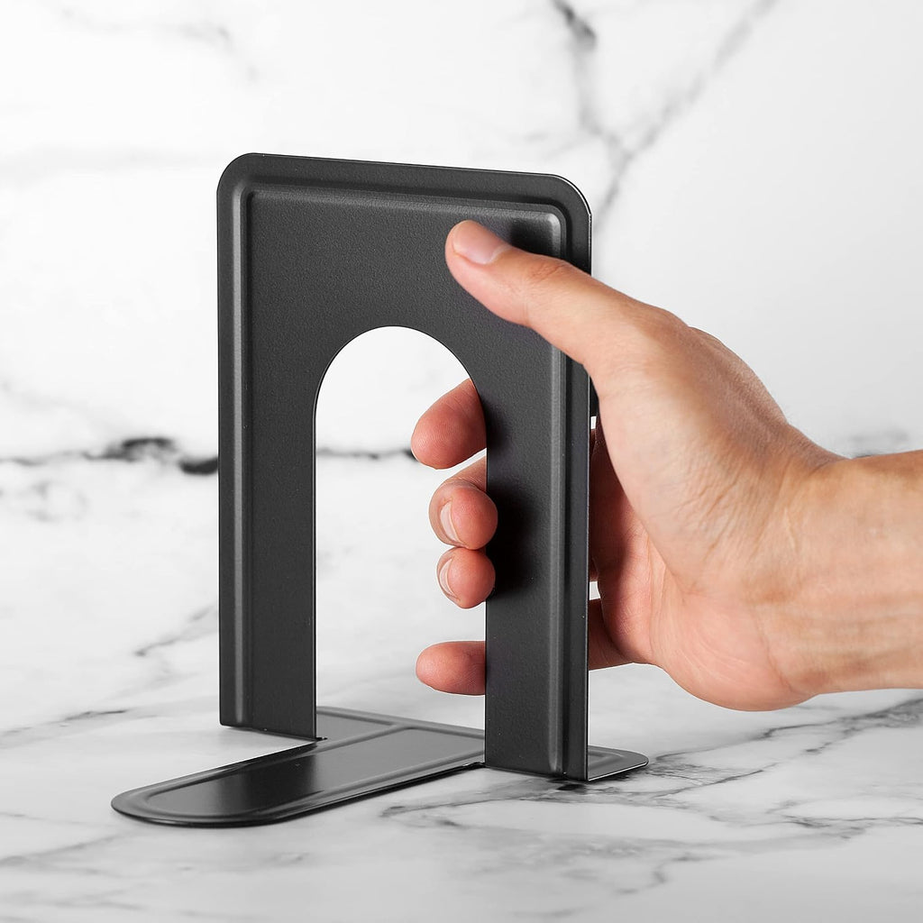 Mr. Pen- Book Ends, Black, 6 Pack, Heavy Duty Metal Bookends for Shelves