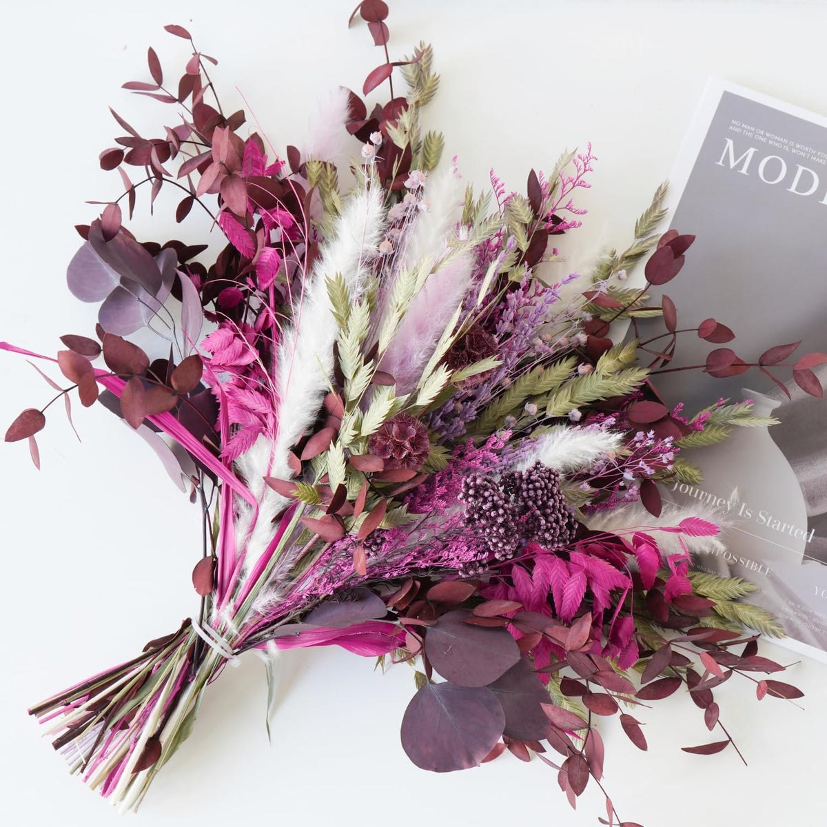 Magenta & Plum Purple Dried Flower Bouquet