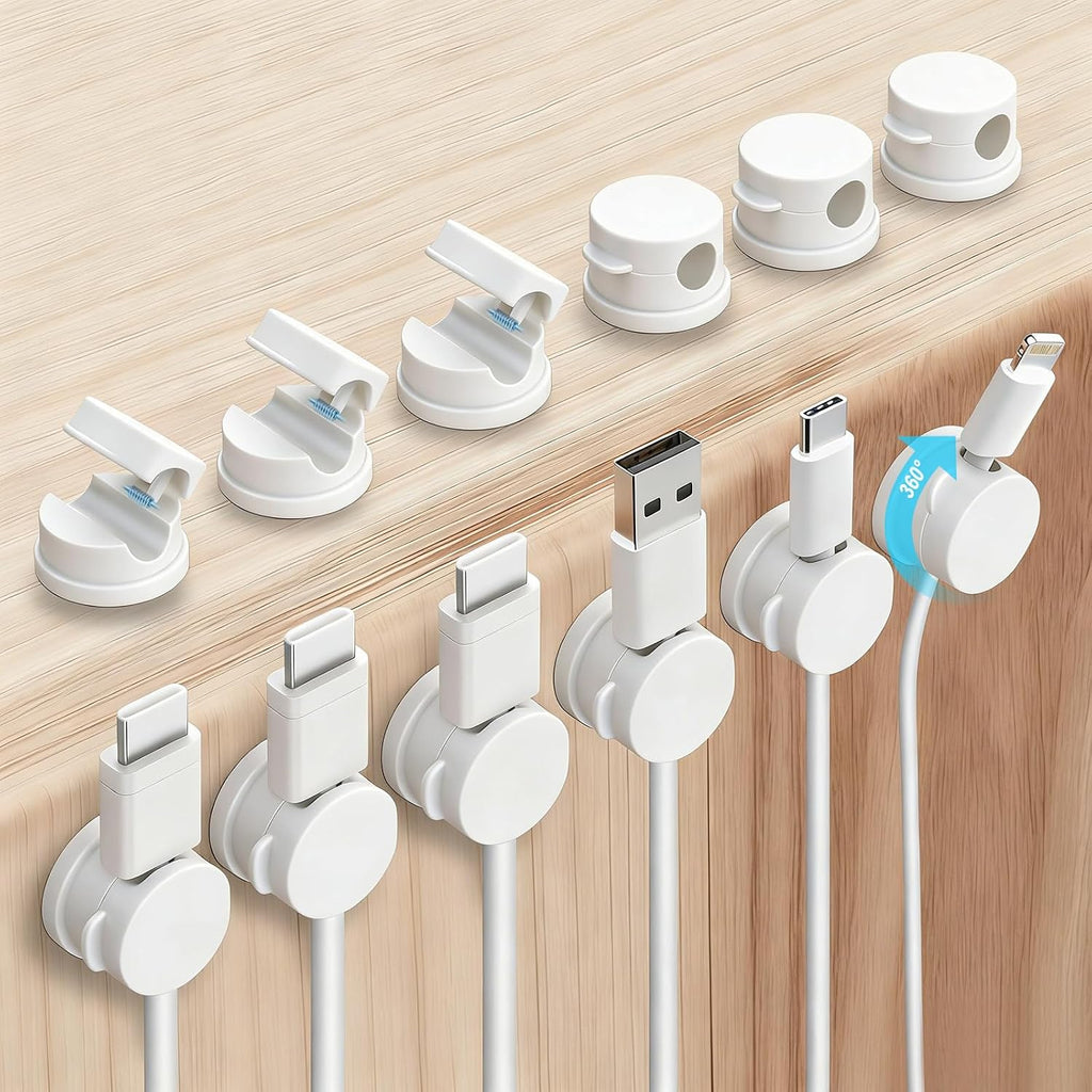 12 Pack Rotatable Spring Cable Management Cable Clips for Phone Charger