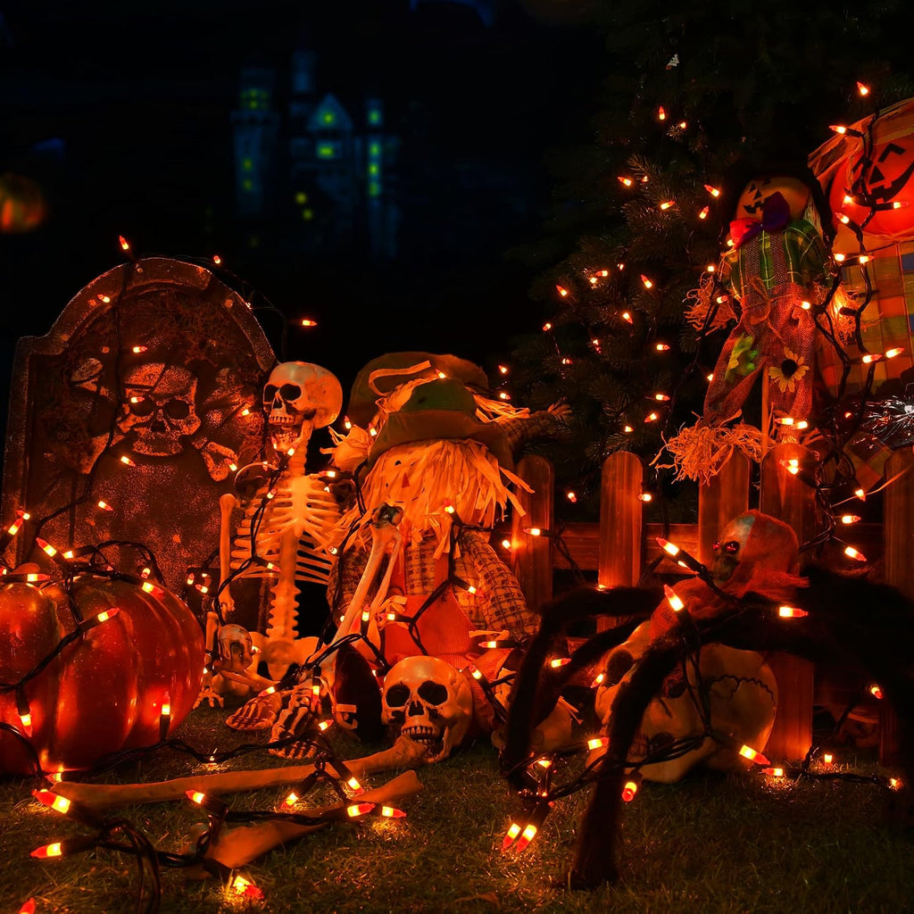 ODEETRONIC Candy Corn Halloween String Lights, 21.63 ft 100 ct Incandescent