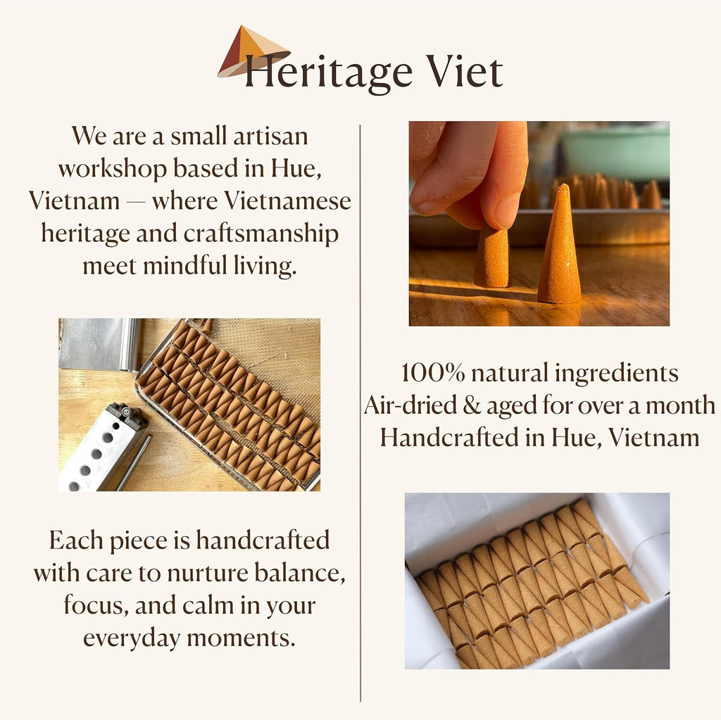 Premium Vietnam Incense - 16 Cones, No Chemical Fragrance, Handcrafted in Vietnam (Osmanthus)
