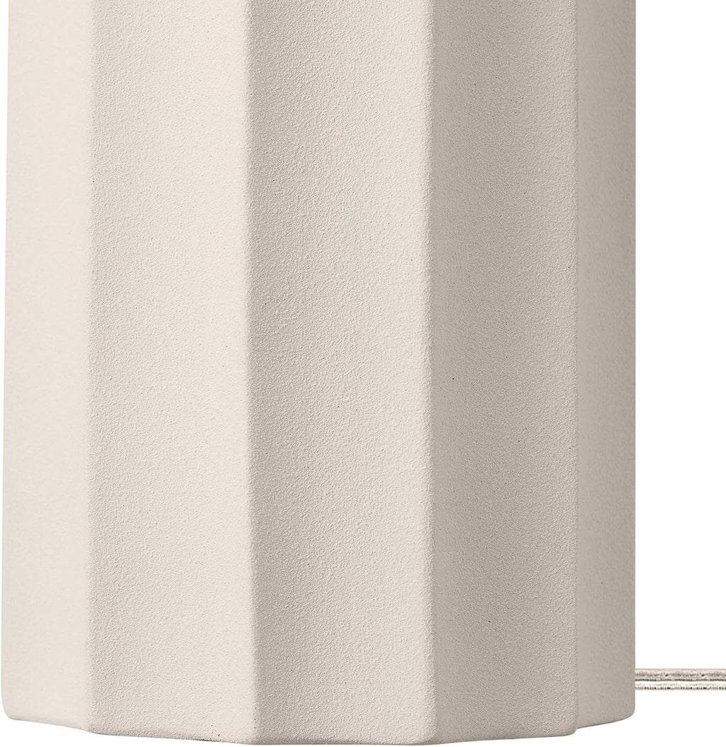 Globe Electric 20" Ribbed Concrete Finish Table Lamp with White Linen Shade