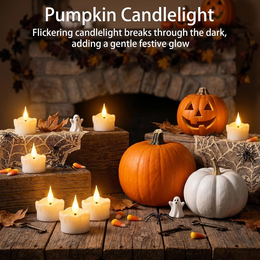 12 Pack Flameless Tea Light Candles with 6 hours Timer, 200+ Hours Long Lasting Battery Operated tealight, Real Wax Flickering Candles for Votive Wedding Centerpiece Table Decor Halloween Christmas