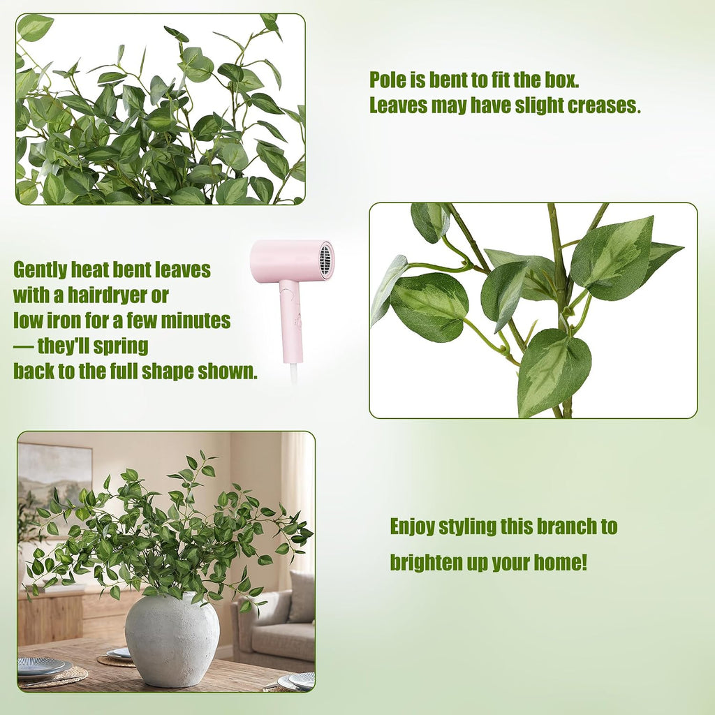 Sggvecsy 5 Pcs Artificial Eucalyptus Stems 32.7 inch Fake Greenery Branches with Faux Eucalyptus Leaves Silk Foliage Plants for Home Vase Kitchen DIY Festival Farmhouse Decor (Green)