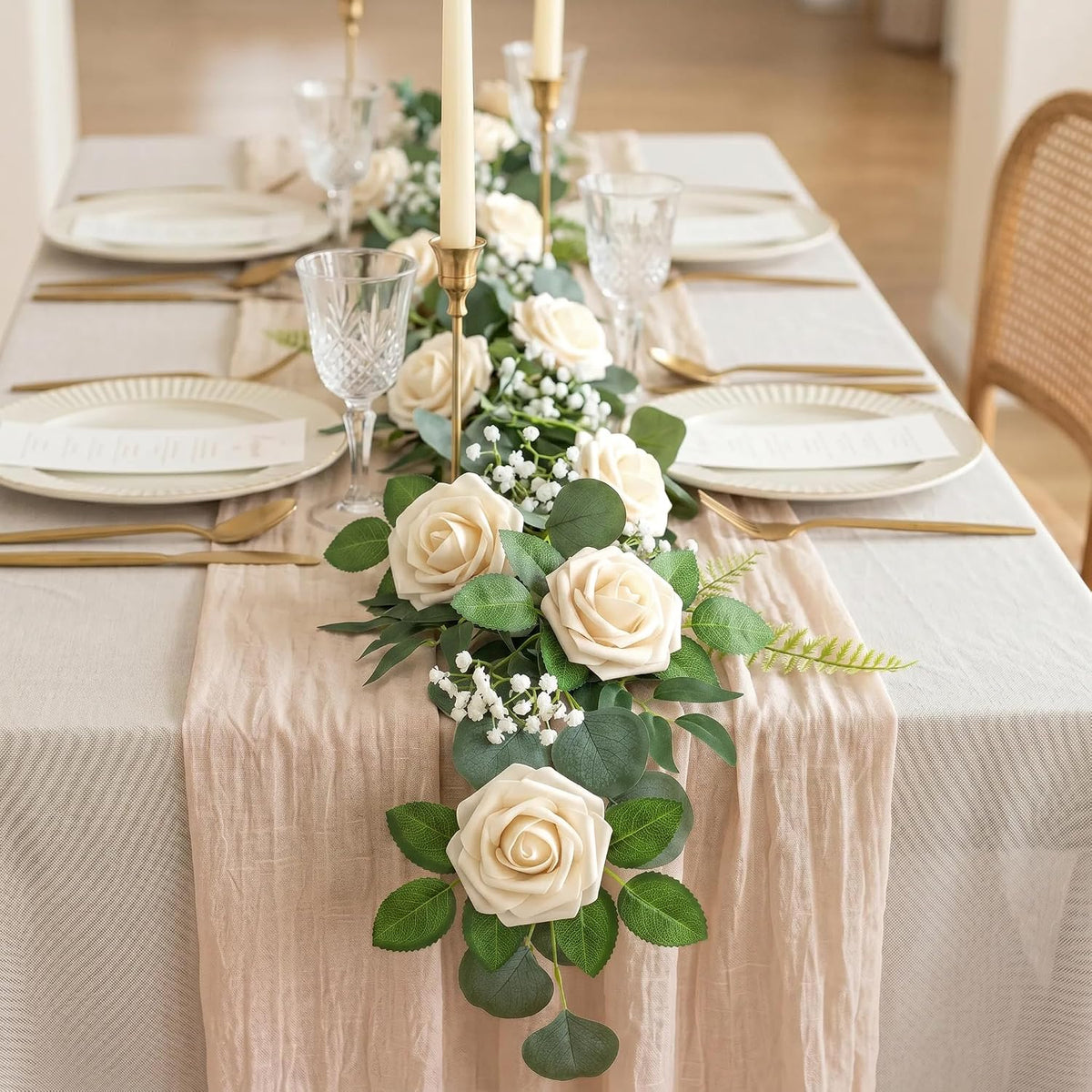 XIANNVXI 16Pcs Champagne Artificial Rose Foam Flowers