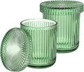 Hipiwe 2 Pcs Qtip Apothecary Jars with Lid Green Glass Bathroom Dispenser