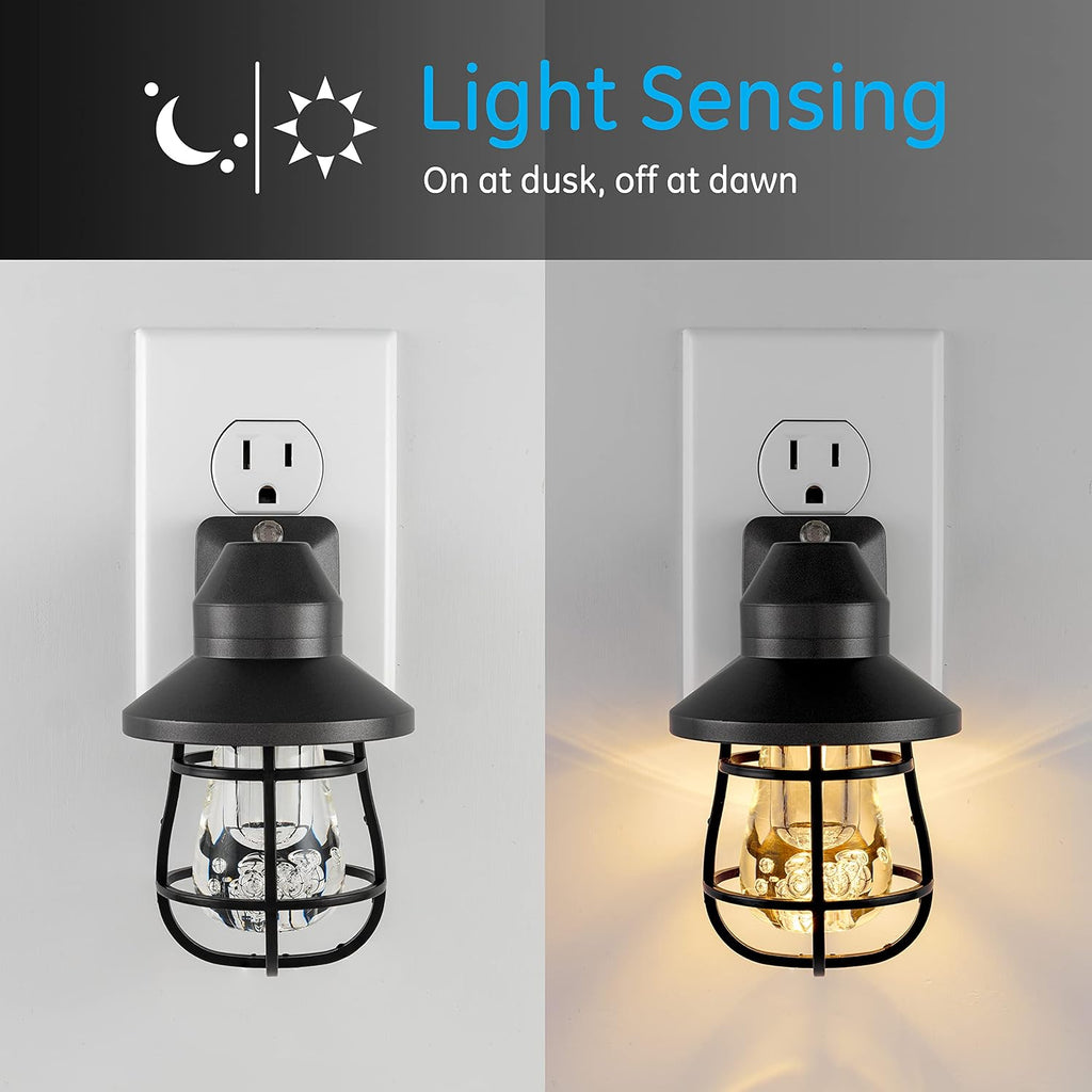 GE Vintage Night Lights Plug Into Wall, Auto Dusk to Dawn Sensor, 4 Pack
