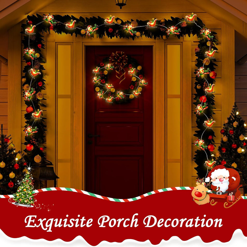 Coquimbo Christmas Lights Indoor Decorations, 10FT 30 LED Santa Claus Sleigh Christmas Tree String Lights Fairy Lights for Home Decor Xmas Tree Indoor Outdoor Holiday Party Decorations