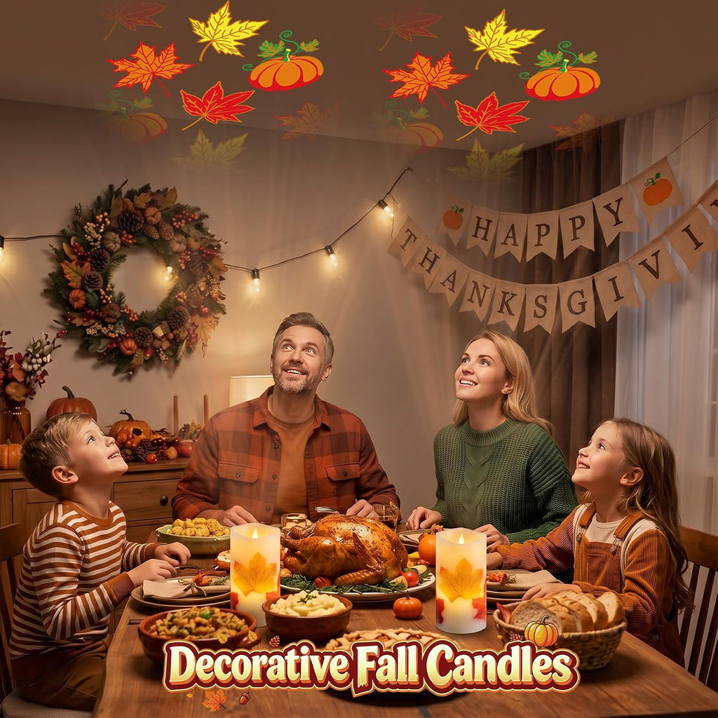 AVEKI Flickering Projector Candle Light, Maple Leaf Flameless Candles Lamp