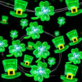 2 Pack St Patricks Day Decorations, Total 20FT 80LED Shamrocks Leprechaun Hat String Lights Timer Waterproof Lucky Clover Green Fairy Lights Battery Operated for St. Patrick's Day Decor Bedroom Party