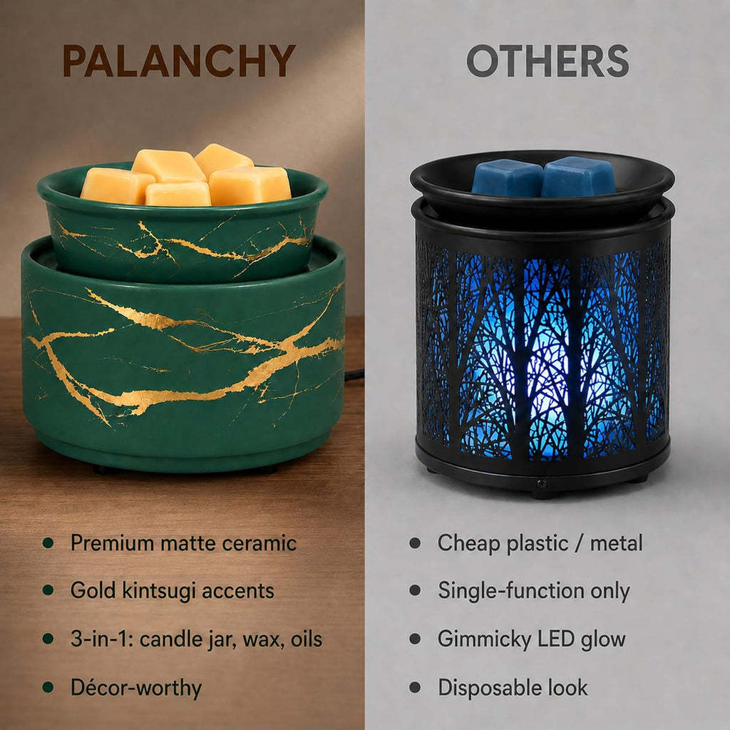 PALANCHY Green Wax Melt Warmer for Scented Wax with Gold Lightning Accents