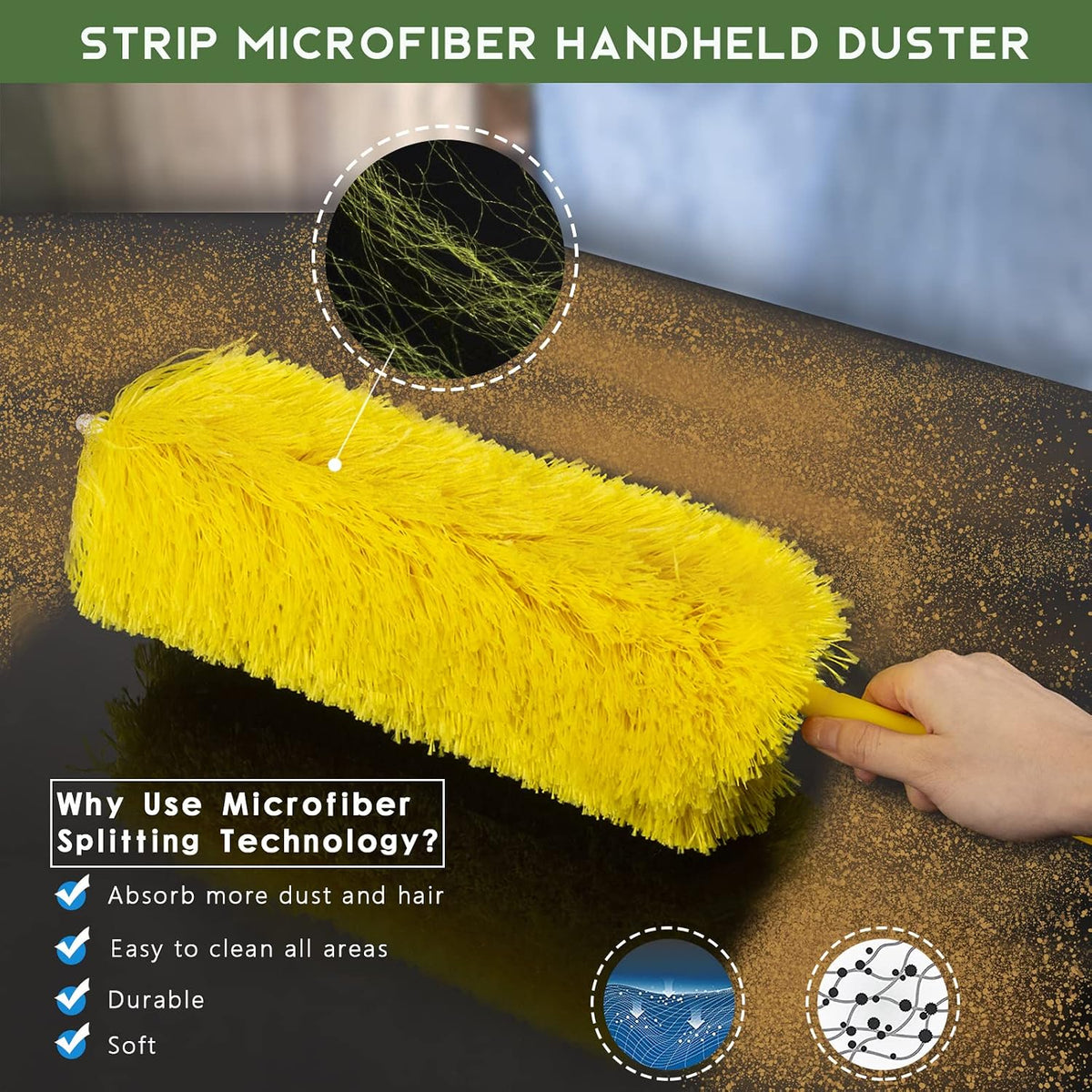 17FT Extendable Duster, 2-9 ft Extension Pole for High Ceilings
