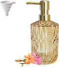 LaMarriti Clear Glass Soap Dispenser with Gold Rust Proof Pump, Refillable Thick Glass Kitchen Soap Dispenser, Lotion Dispenser Bathroom for Hands Soap, Dish Soap, Body Wash (Yellow Gold