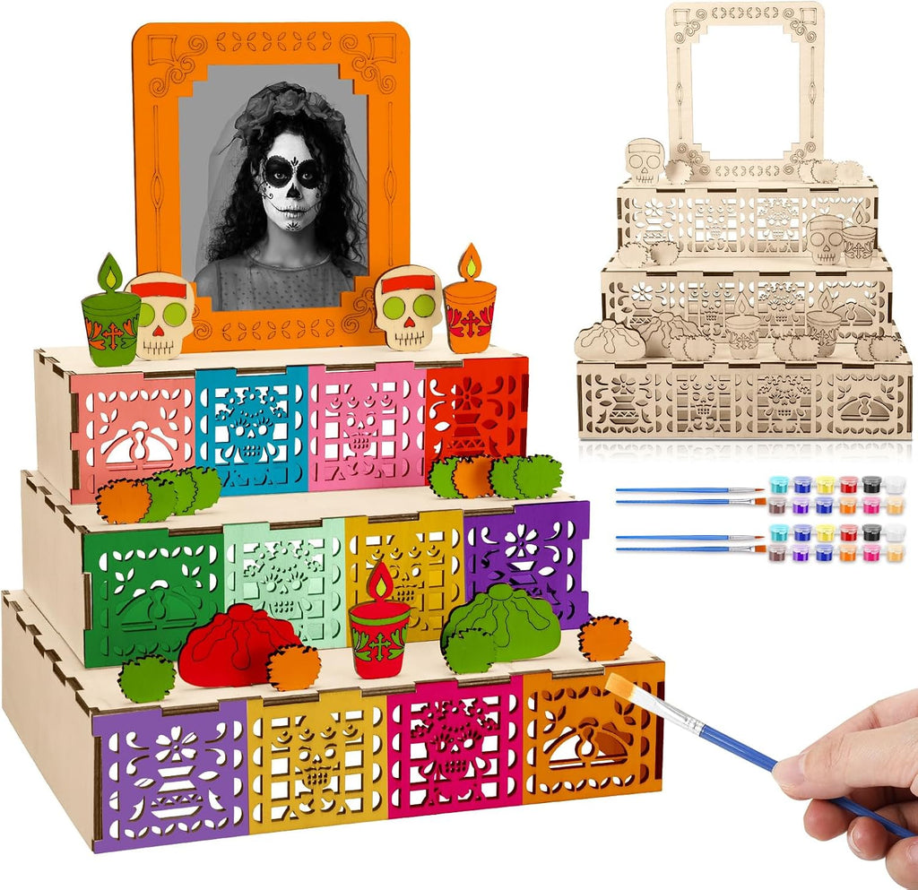 Geelin Dia De Los Muertos Ofrenda Altar Wooden Shadow Box, Classic