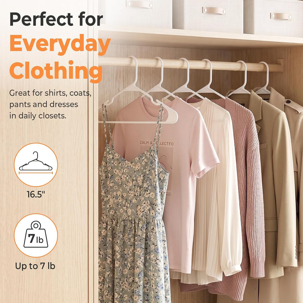 HOUSE DAY White Plastic Hangers 16 Pack – Slim Space Saving Clothes Hangers
