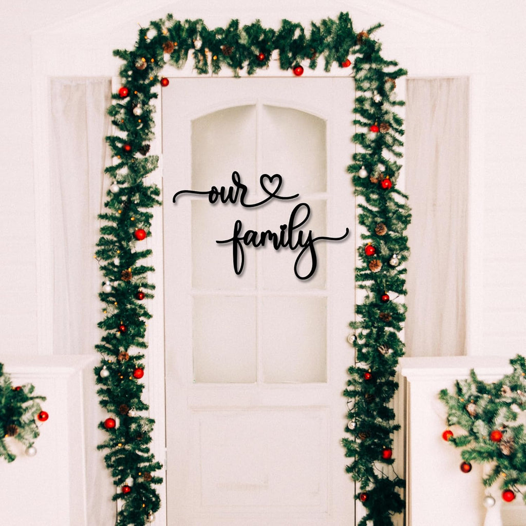 Rajukit Our Family Metal Wall Decor Sign for Home
